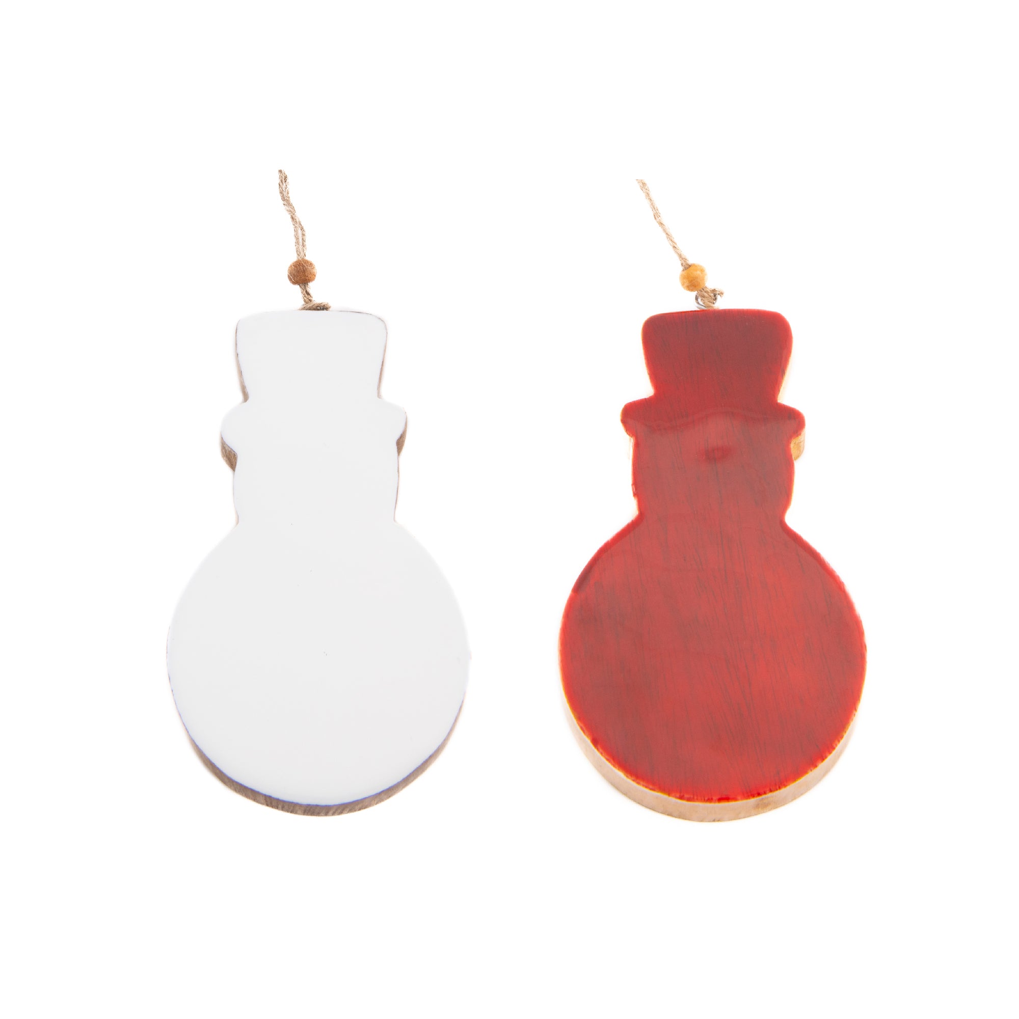 Wooden Enamel Coated Snowman Ornament Assorted, Christmas, Ornament, Holiday Decor- Set of 2