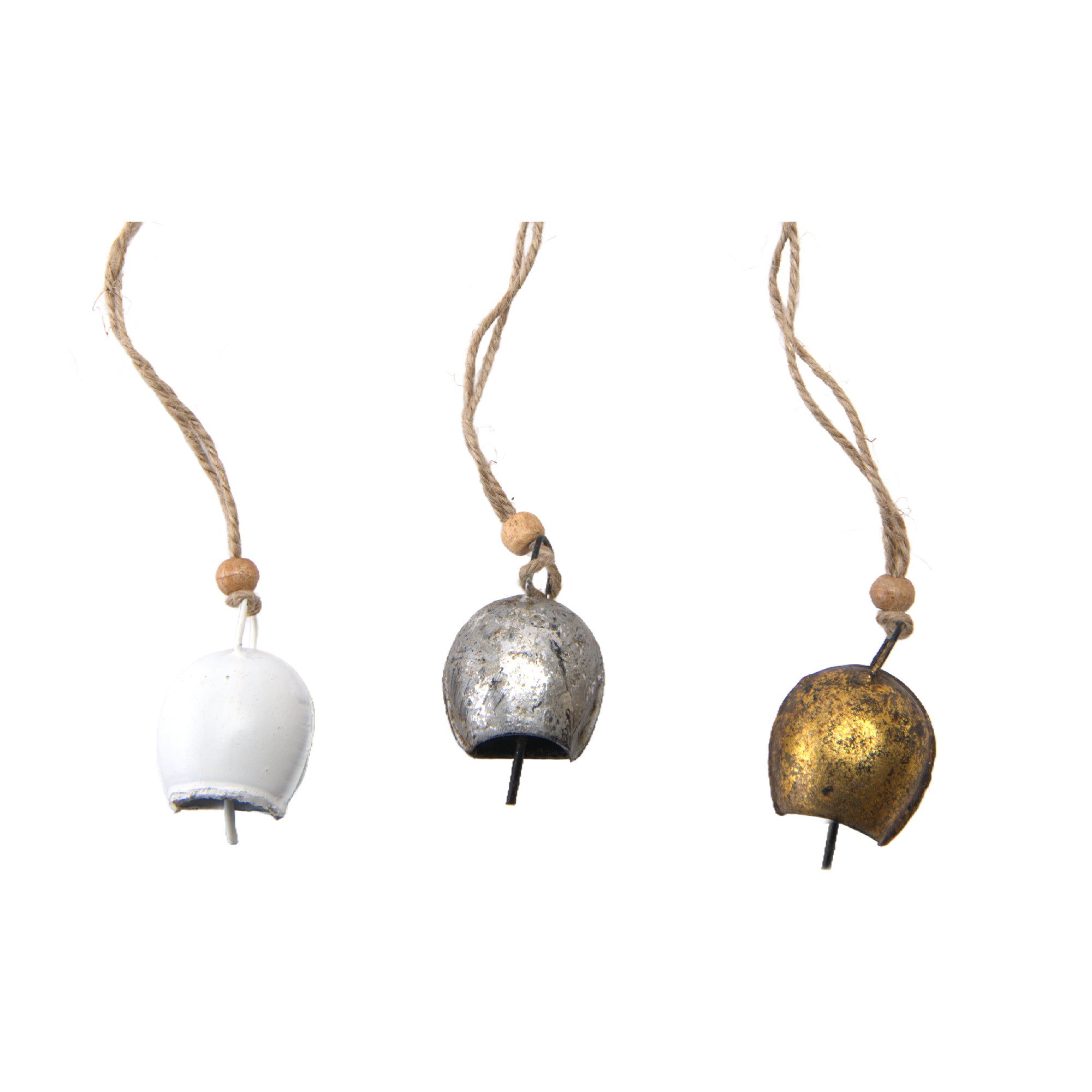 Metal Ornament Cow Bell Assorted, Ornament, Holiday Decor- Set of 6