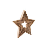 Mango Wood Carved Decor Star, Holiday Decor
