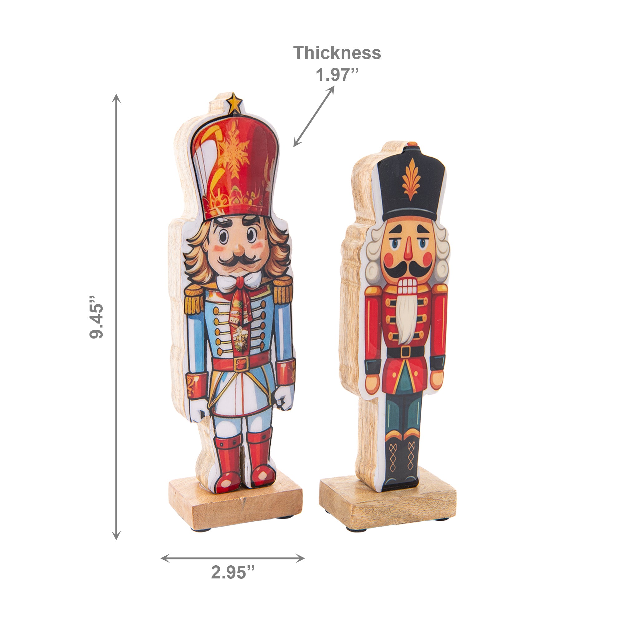 Enamel Coated Mango Wood Nutcracker Assorted, Christmas, Holiday Decor- Set of 2