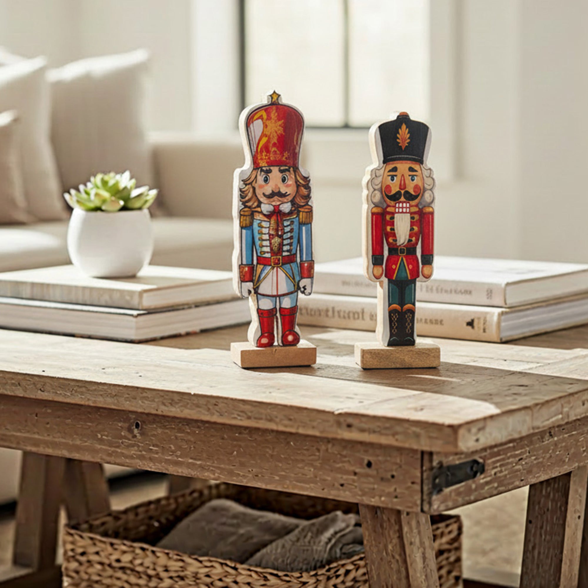 Enamel Coated Mango Wood Nutcracker Assorted, Christmas, Holiday Decor- Set of 2