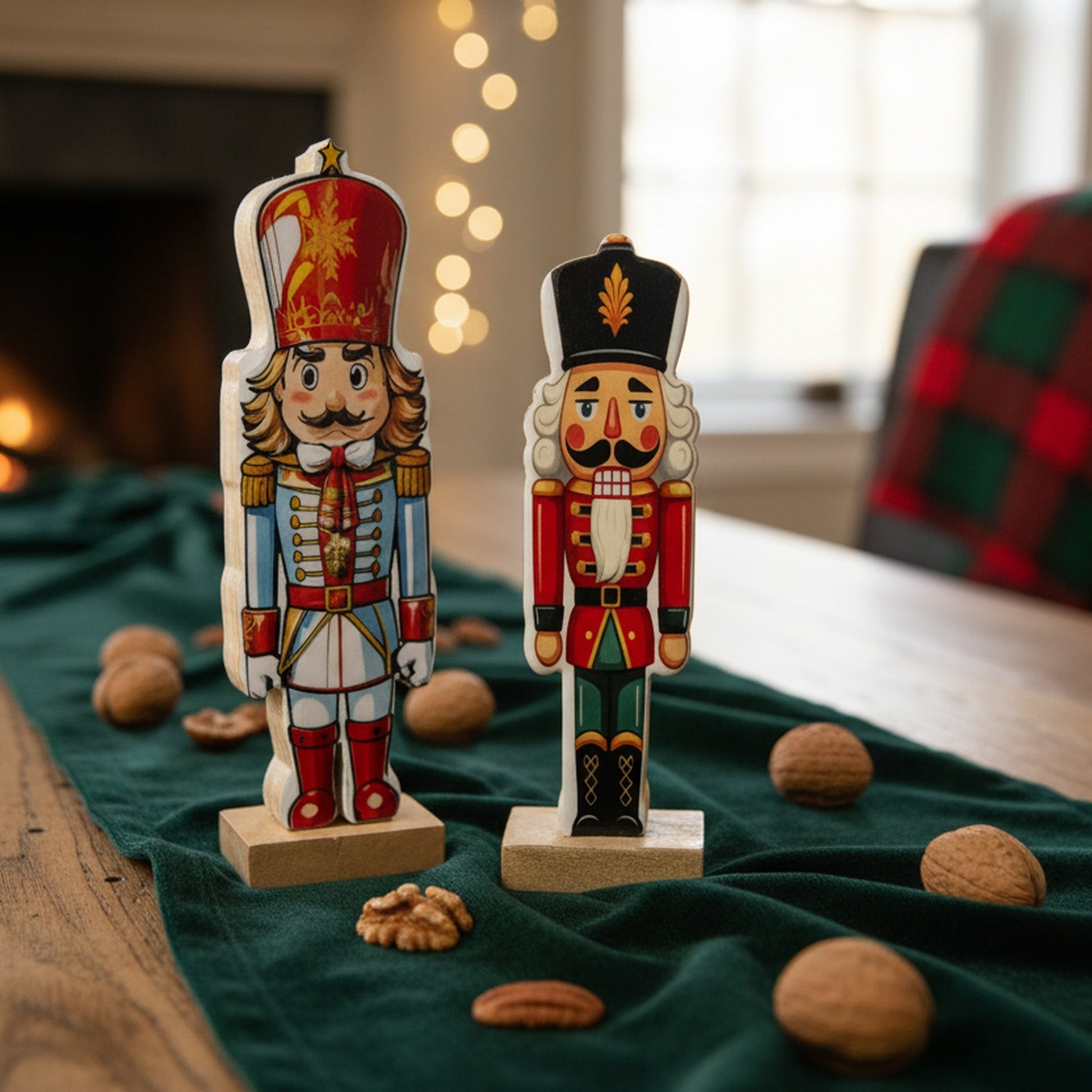 Enamel Coated Mango Wood Nutcracker Assorted, Christmas, Holiday Decor- Set of 2