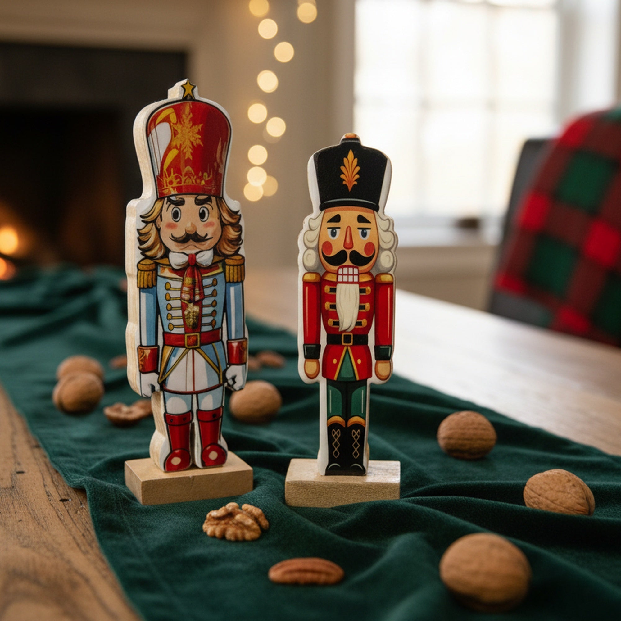 Enamel Coated Mango Wood Nutcracker Assorted, Christmas, Holiday Decor- Set of 2