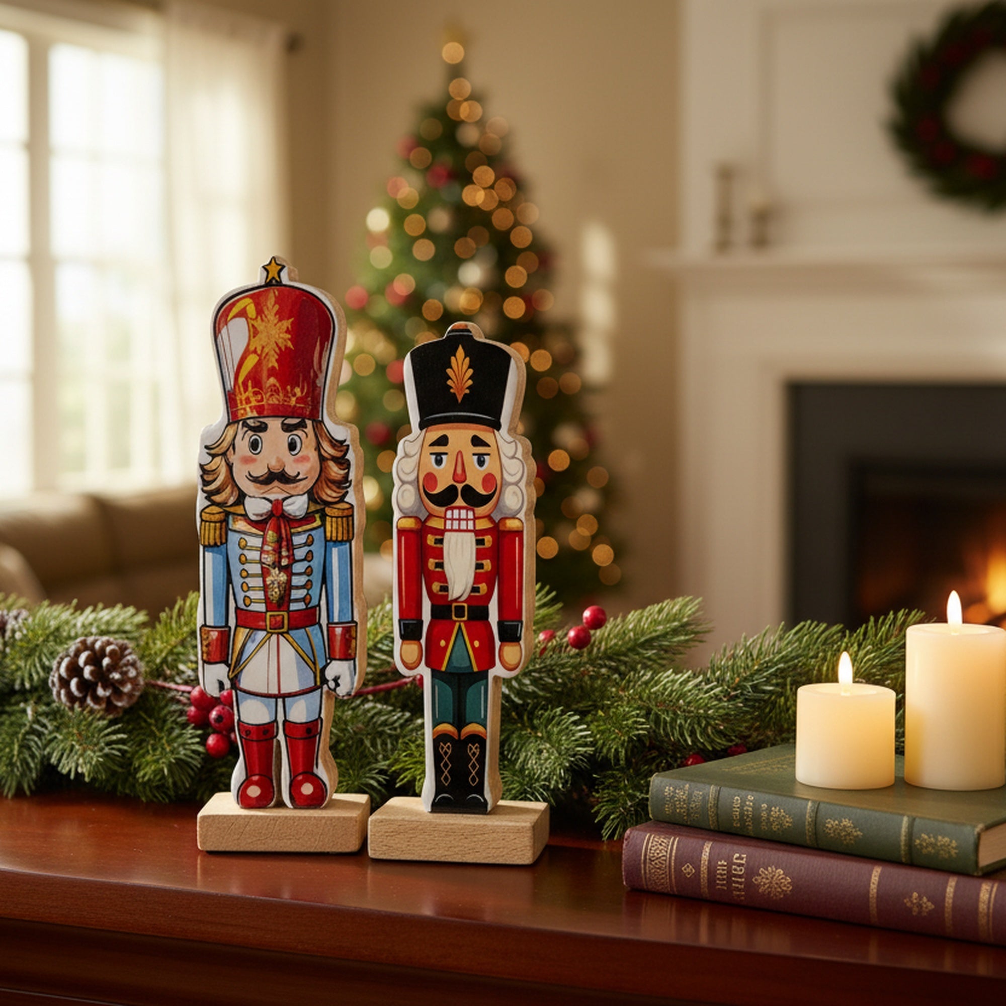 Enamel Coated Mango Wood Nutcracker Assorted, Christmas, Holiday Decor- Set of 2