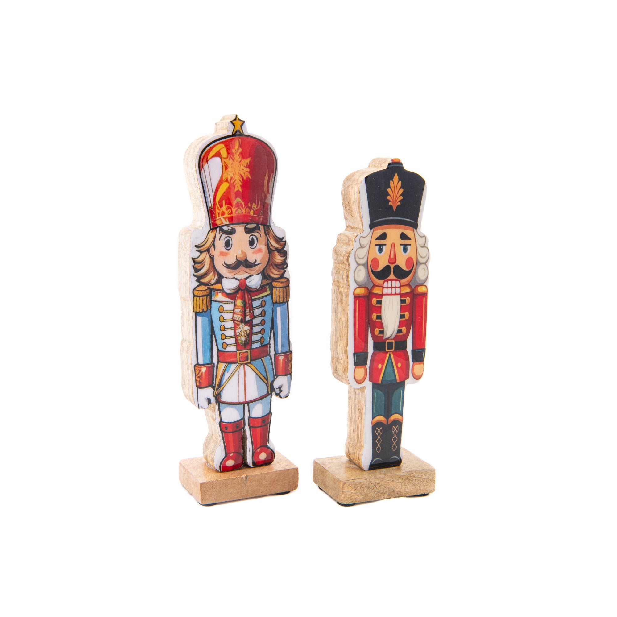 Enamel Coated Mango Wood Nutcracker Assorted, Christmas, Holiday Decor- Set of 2