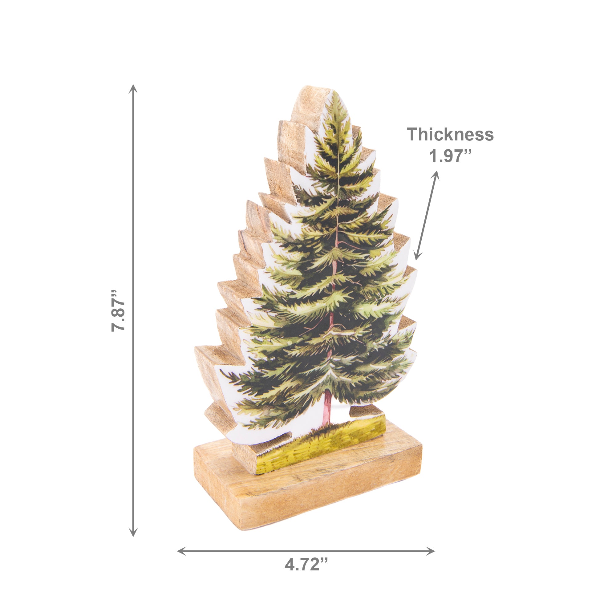 Enamel Coated Mango Wood Pine Tree, Holiday Decor