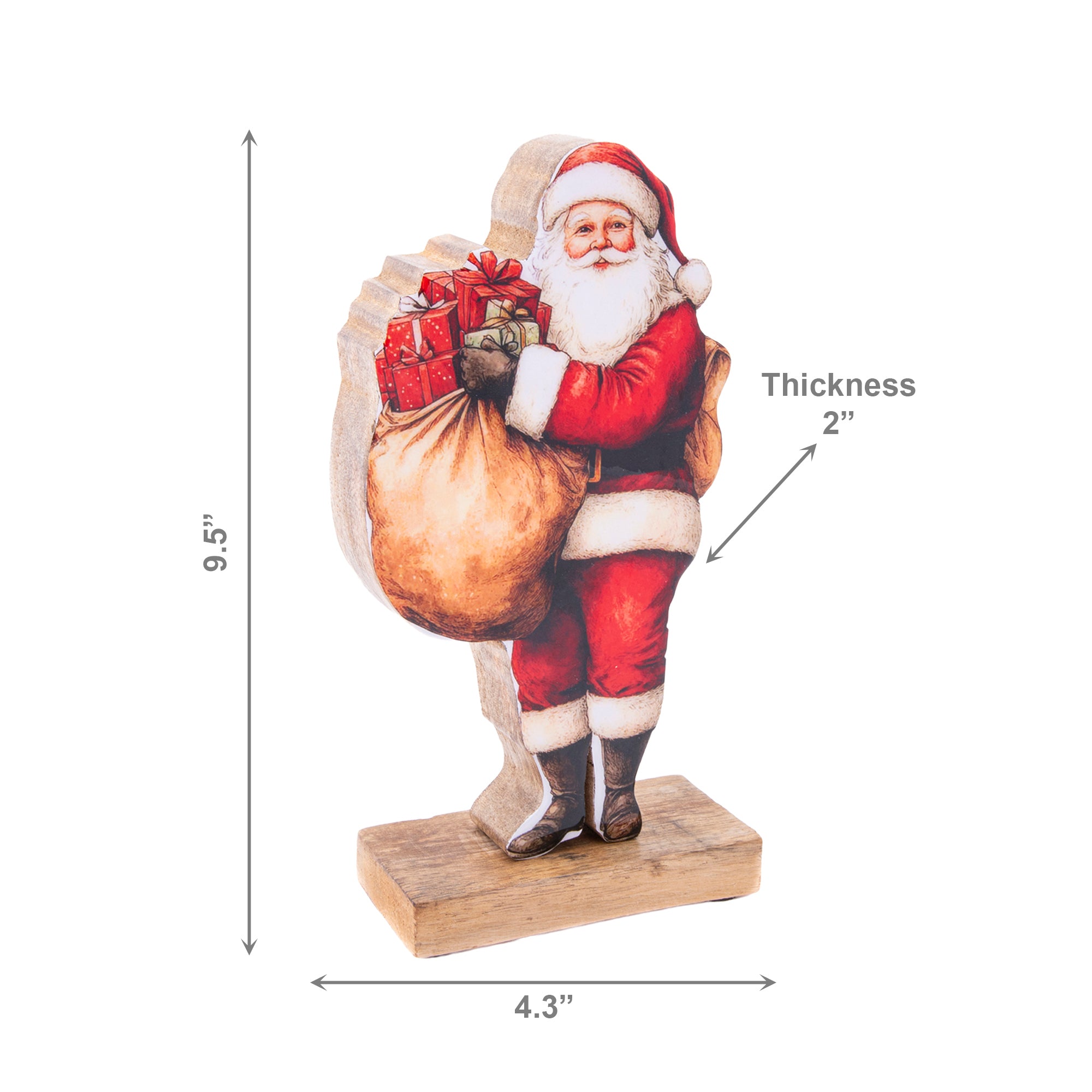 Enamel Coated Mango Wood Santa, Christmas, Holiday Decor