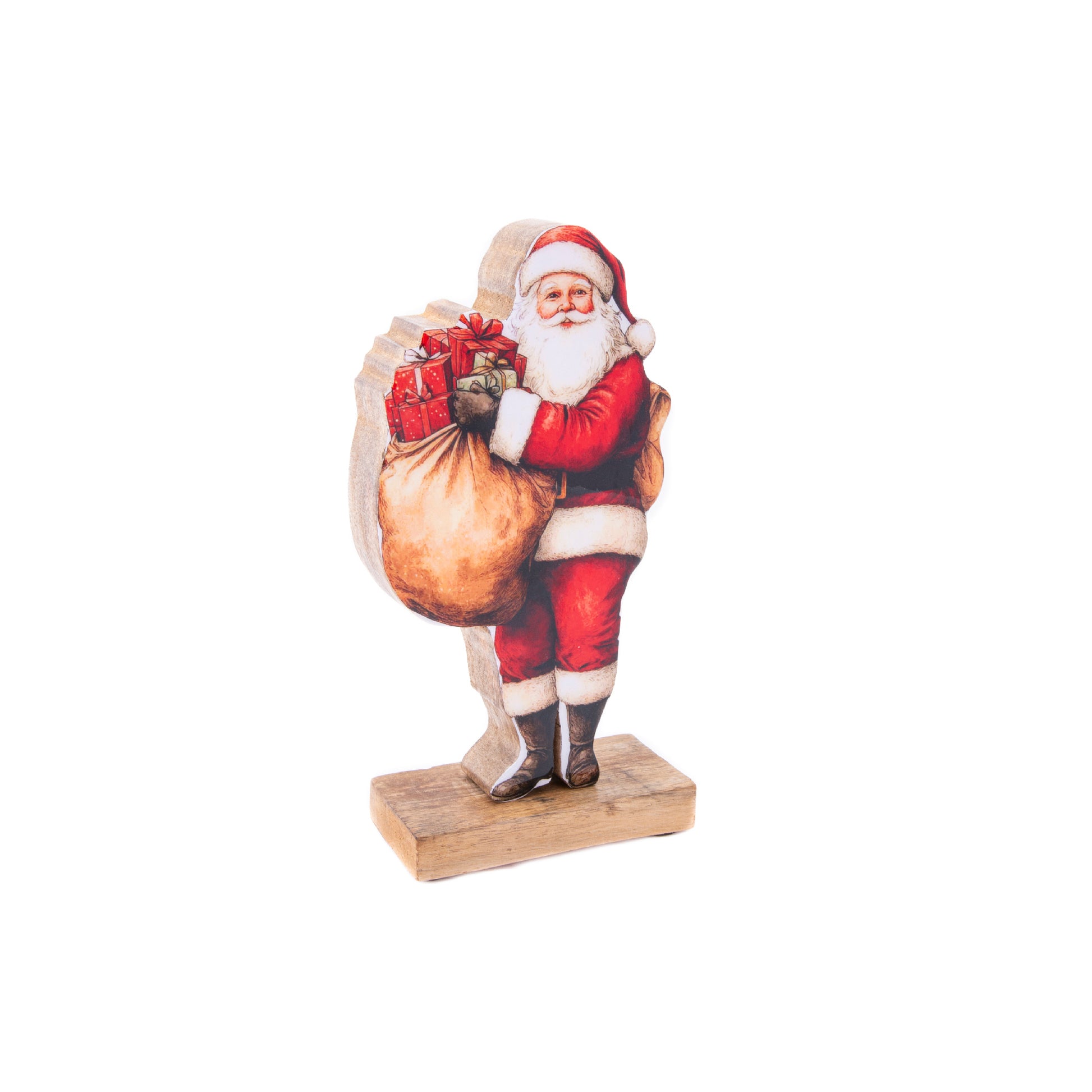 Enamel Coated Mango Wood Santa, Christmas, Holiday Decor