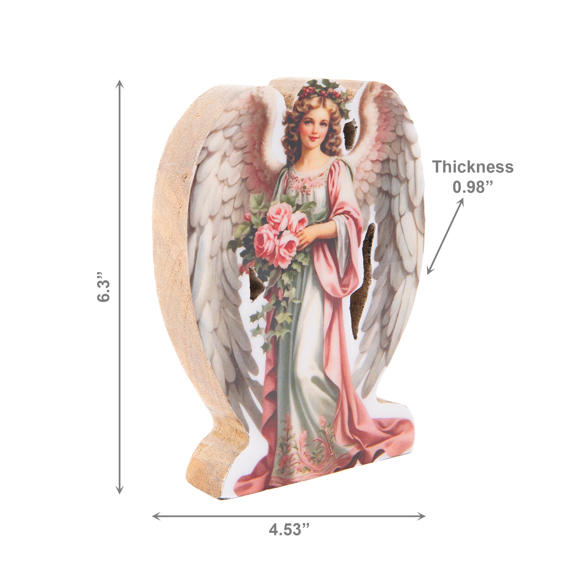 Enamel Coated Mango Wood Angel, Holiday Decor