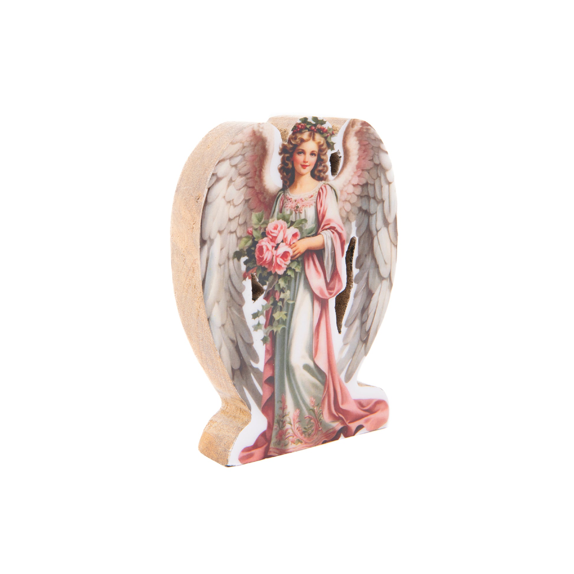 Enamel Coated Mango Wood Angel, Holiday Decor