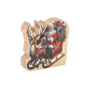 Enamel Coated Mango Wood Santa with Sleigh, Christmas, Holiday Decor