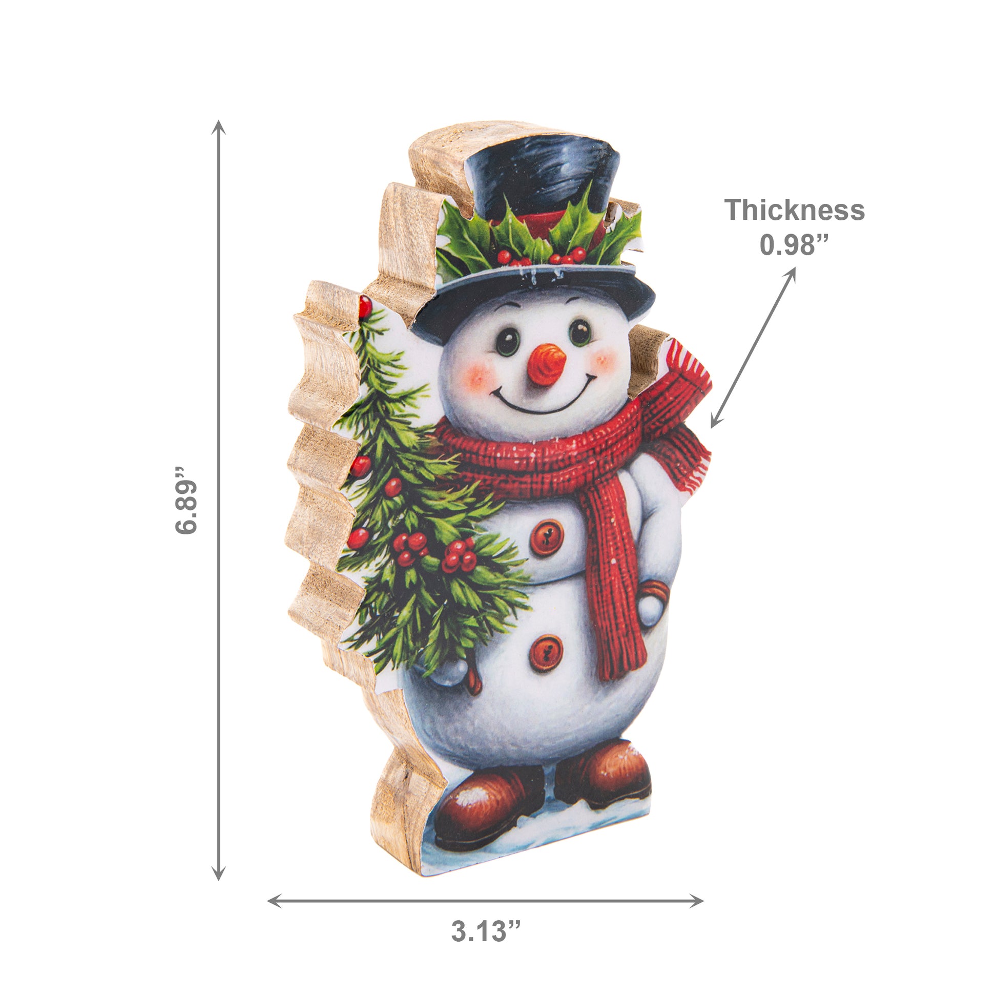 Enamel Coated Mango Wood Snowman, Christmas, Holiday Decor