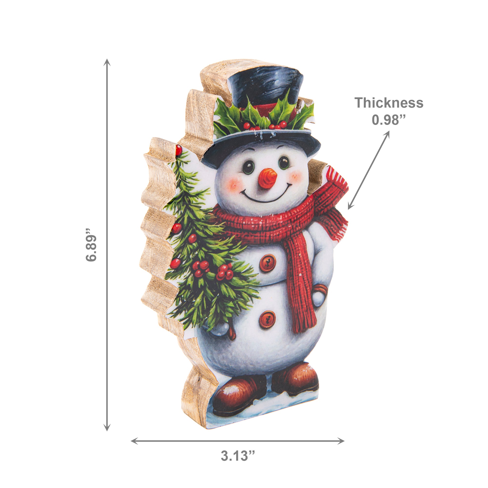 Enamel Coated Mango Wood Snowman, Christmas, Holiday Decor
