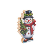 Enamel Coated Mango Wood Snowman, Christmas, Holiday Decor