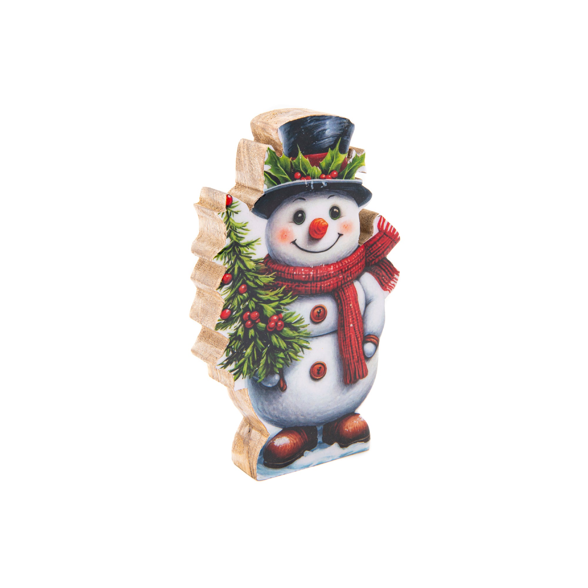 Enamel Coated Mango Wood Snowman, Christmas, Holiday Decor