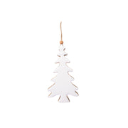 Enamel Coated Mango Wood Ornament White Tree, Ornament, Holiday Decor- Set of 6