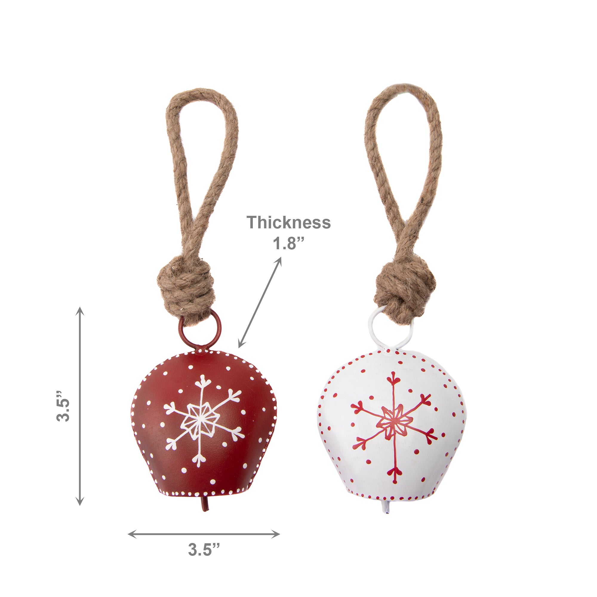 Metal Bell Ornament Snowflake Assorted, Christmas, Ornament, Holiday Decor- Set of 6