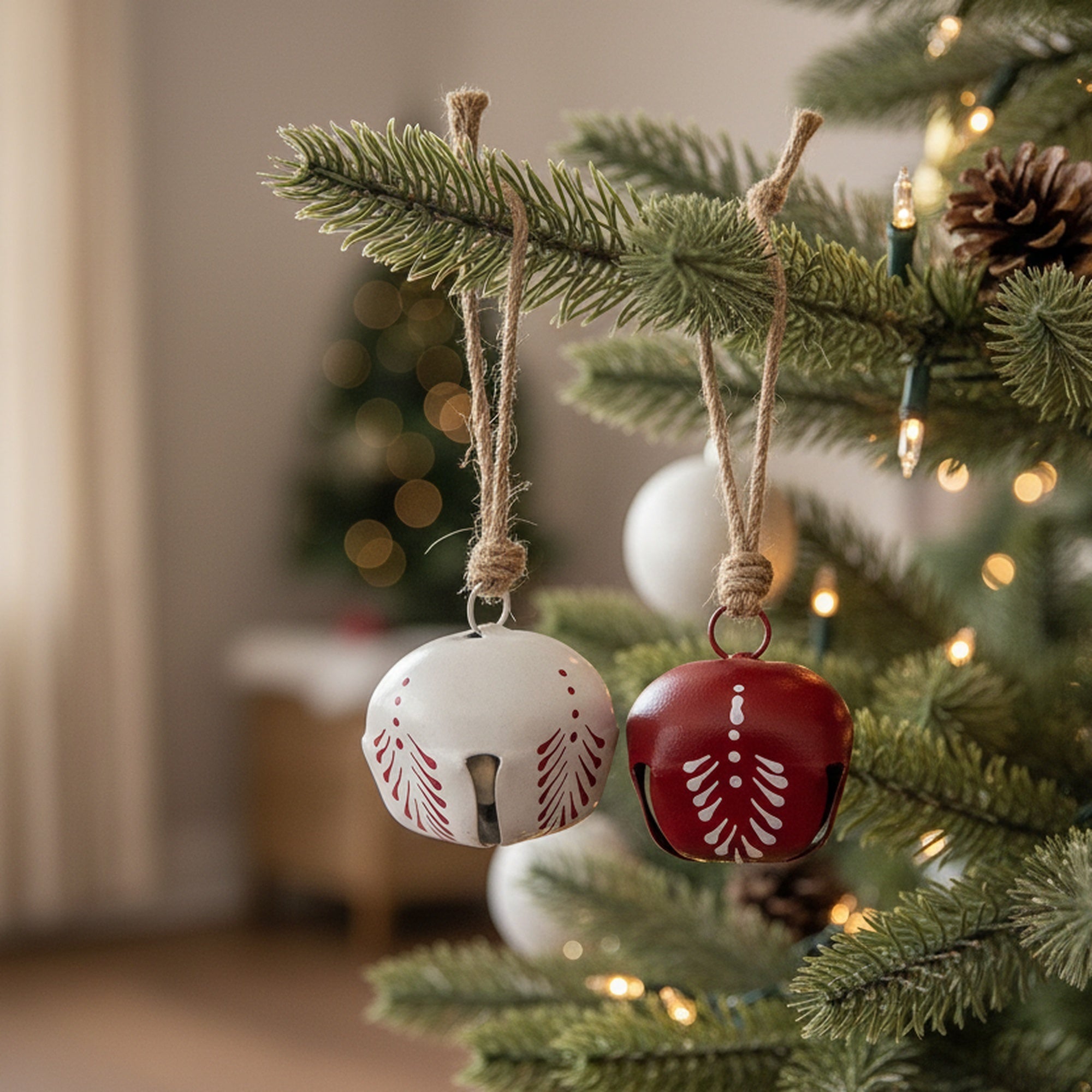 Metal Jingle Bell Ornament Leaf Assorted, Christmas, Jingle Bells, Holiday Decor- Set of 6