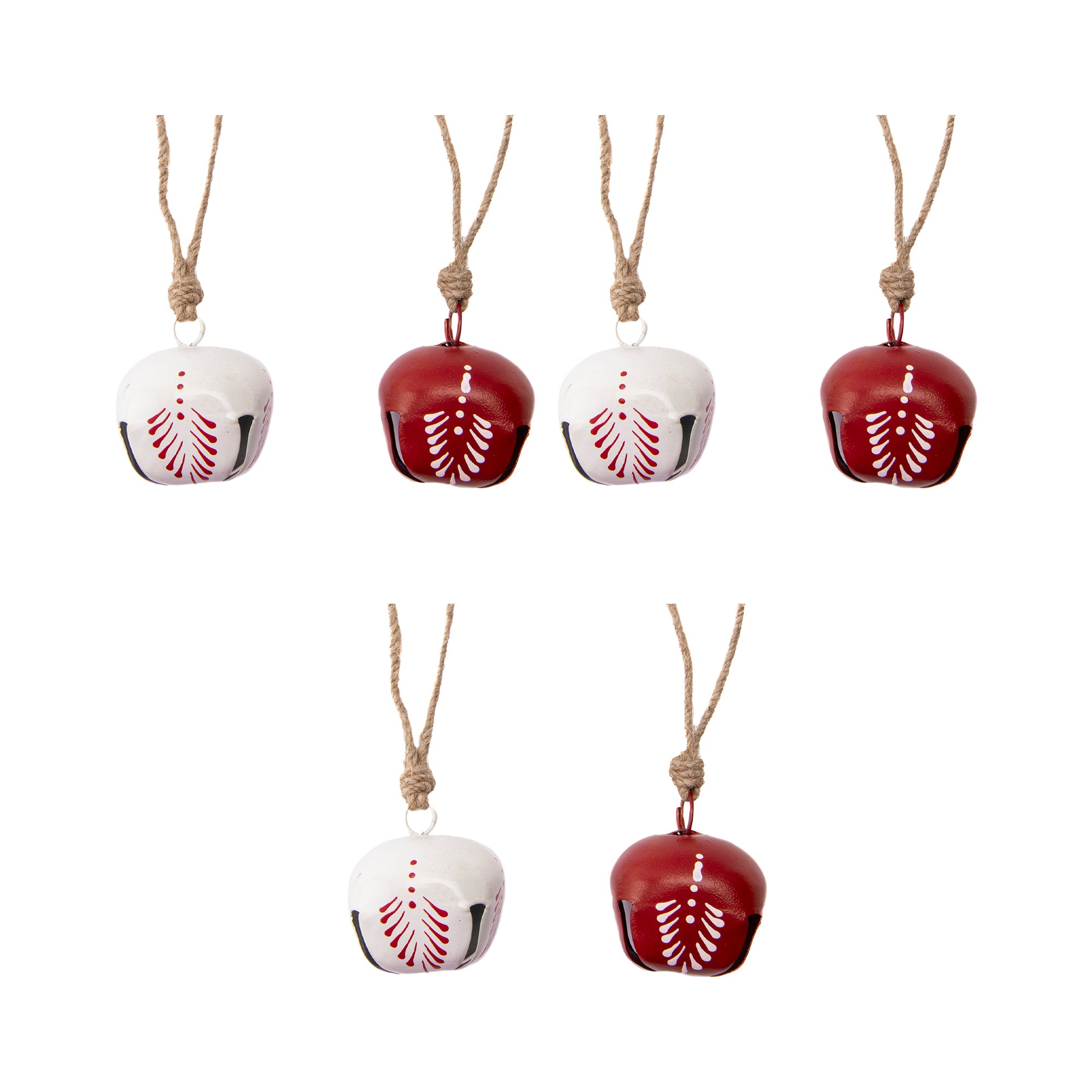 Metal Jingle Bell Ornament Leaf Assorted, Christmas, Jingle Bells, Holiday Decor- Set of 6