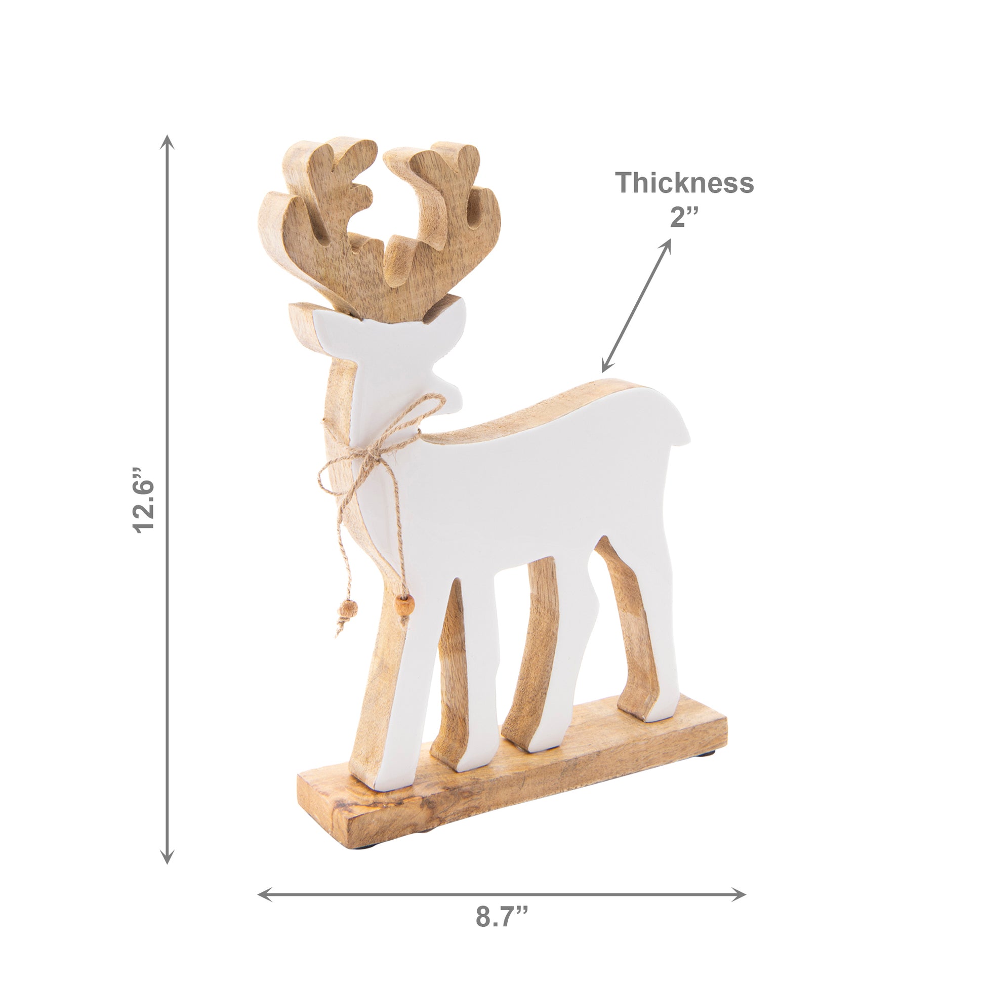 Enamel Coated Mango Wood White Reindeer, Christmas, Holiday Decor