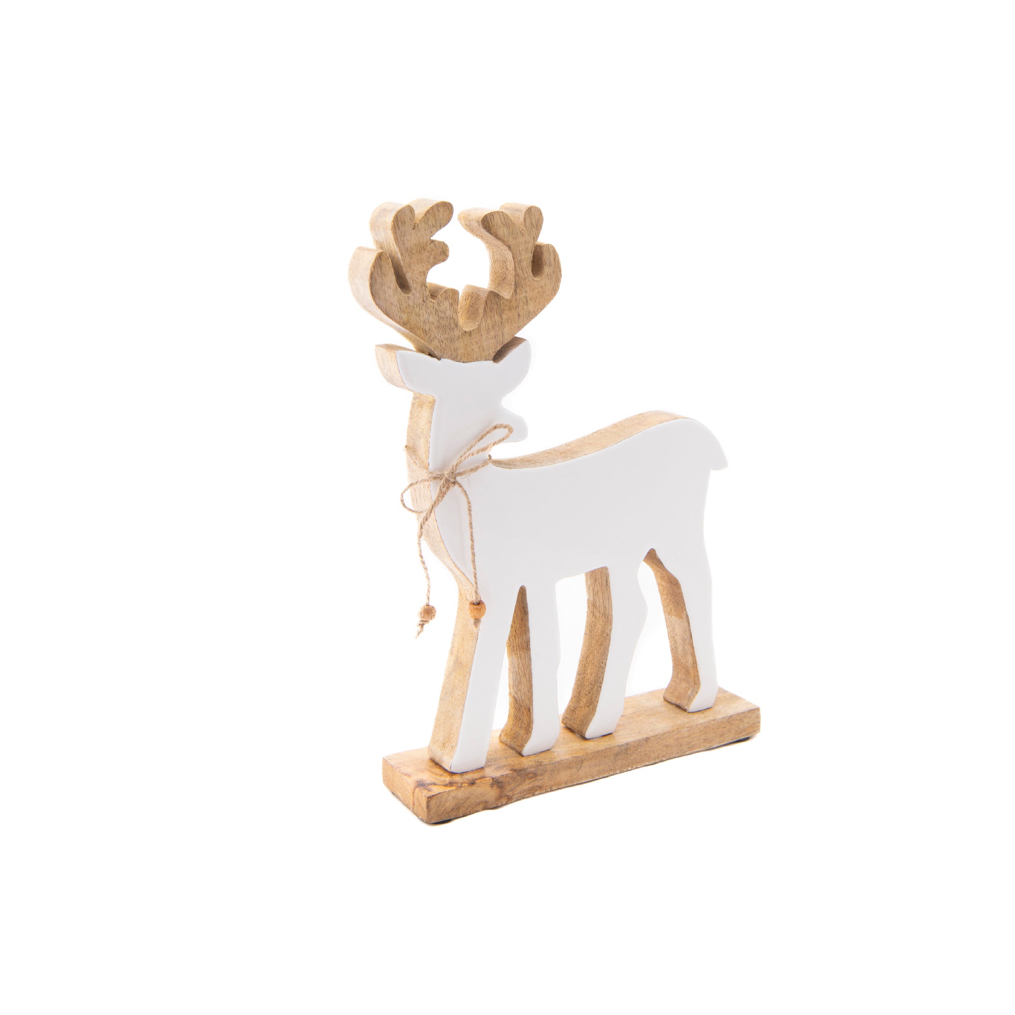 Enamel Coated Mango Wood White Reindeer, Christmas, Holiday Decor