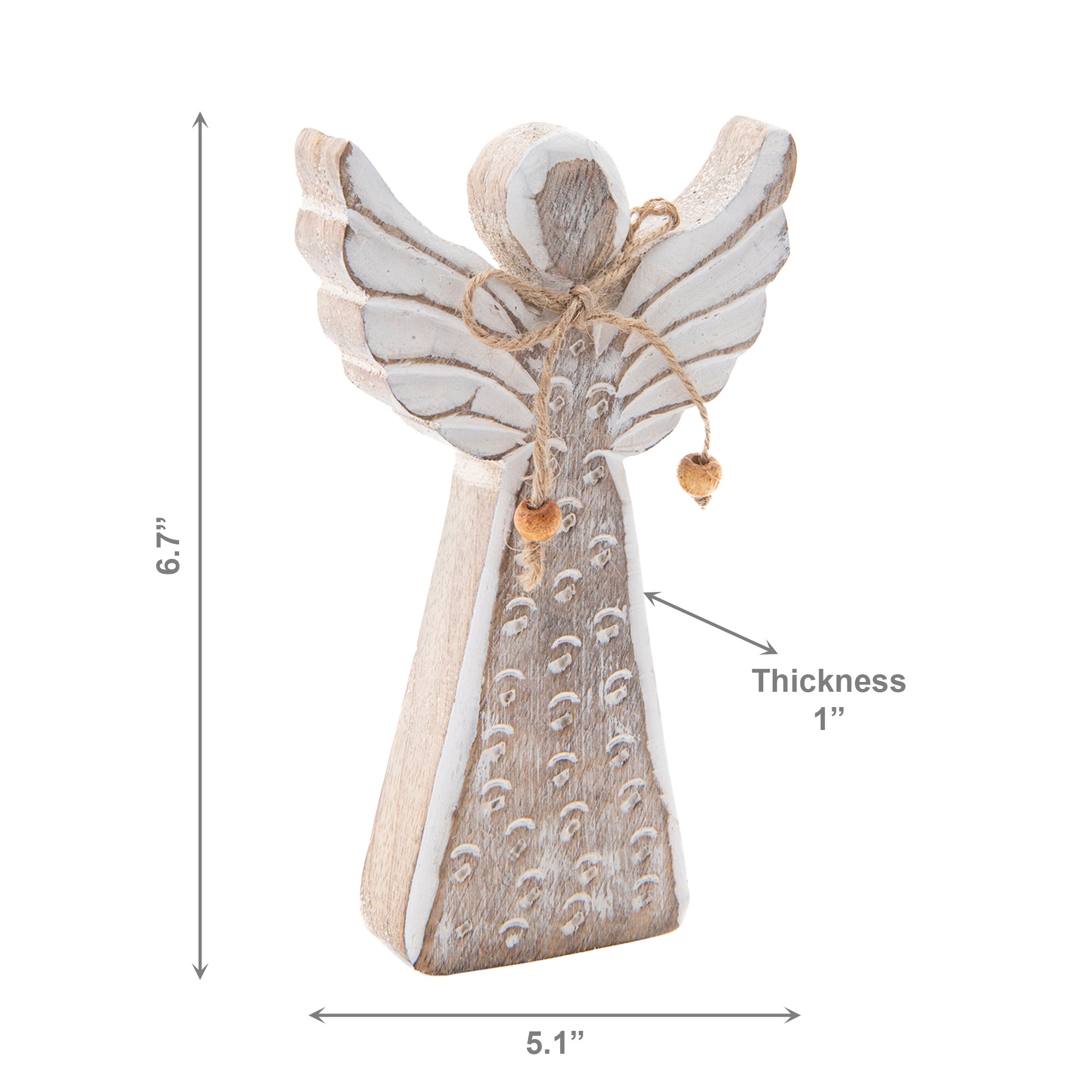 Mango Wood Decor White Angel, Holiday Decor