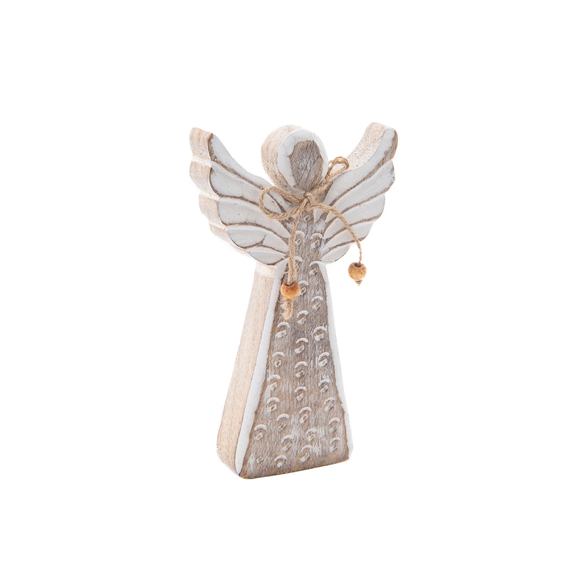 Mango Wood Decor White Angel, Holiday Decor