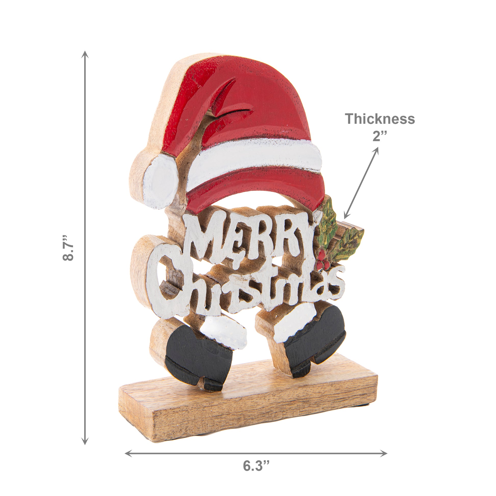 Mango Wood Santa Merry Christmas, Christmas, Holiday Decor