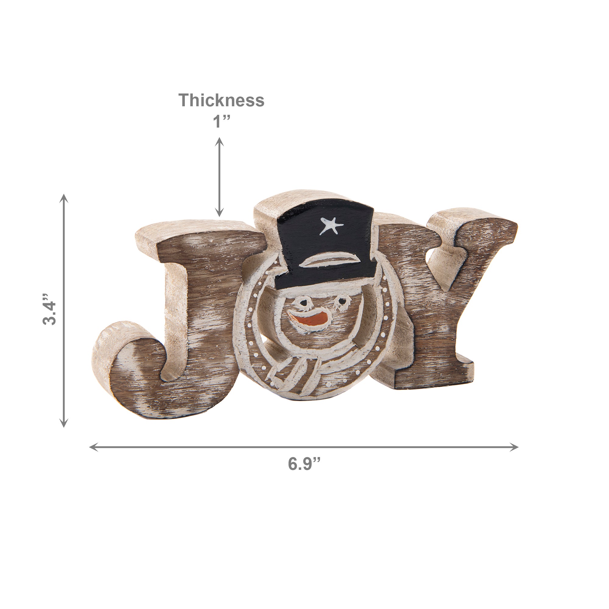 Mango Wood Decor Joy Snowman, Christmas, Holiday Decor