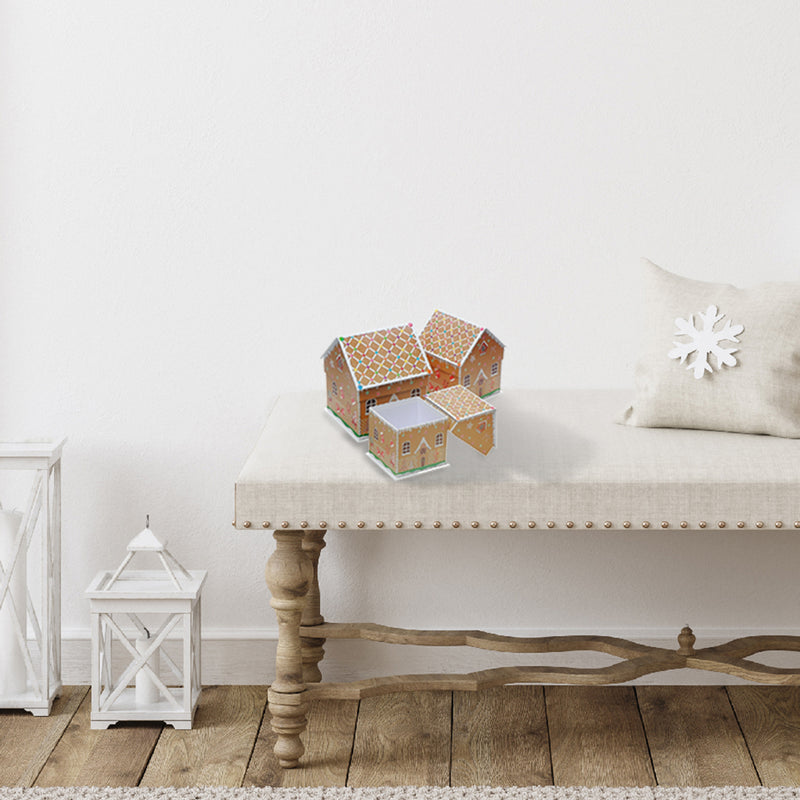 House Shape Nesting Boxes (Christmas House) (Set Of 3)