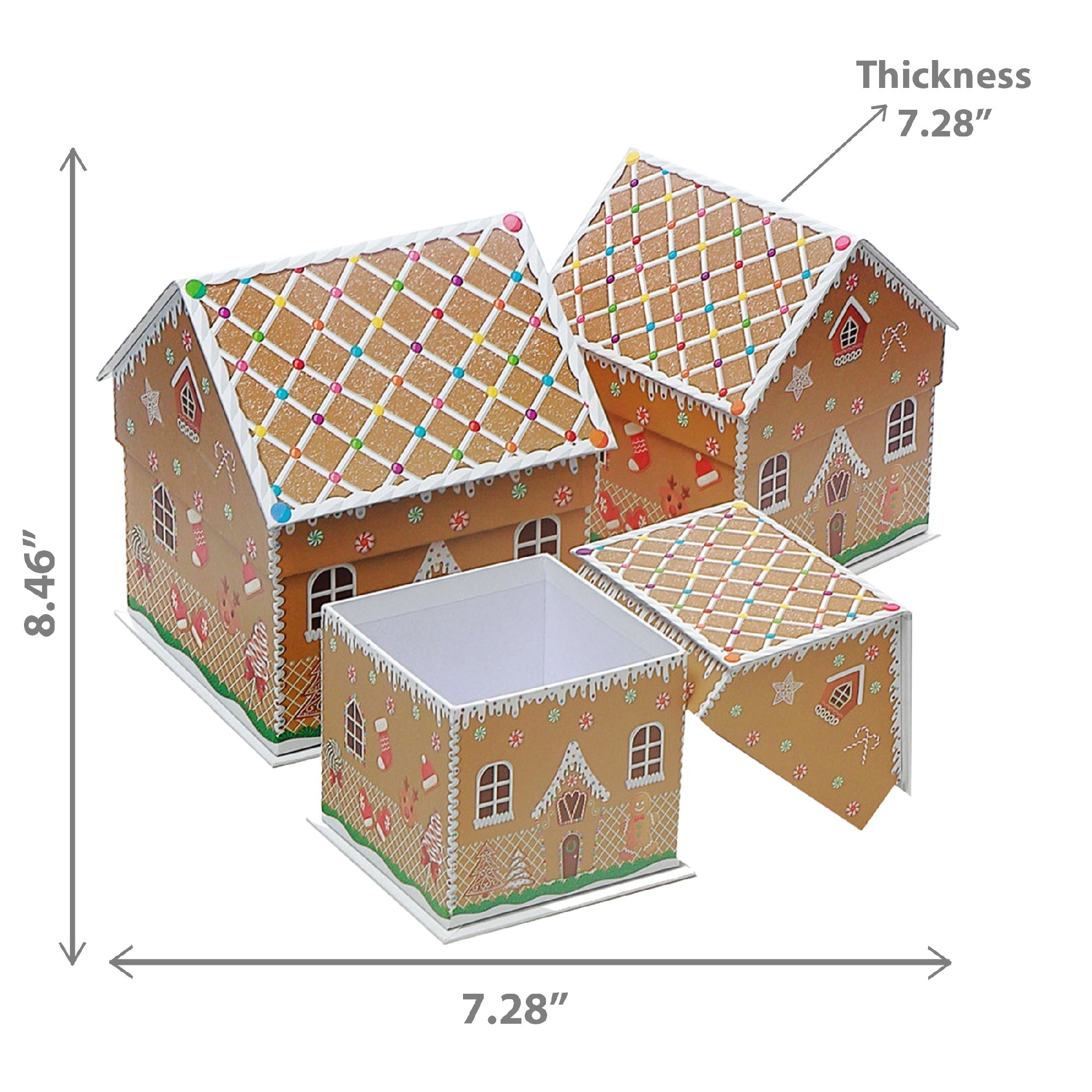 House-Shaped Nesting Boxes Set of 3 Christmas House – Holiday Storage Boxes, Festive Gift Packaging, Christmas Décor