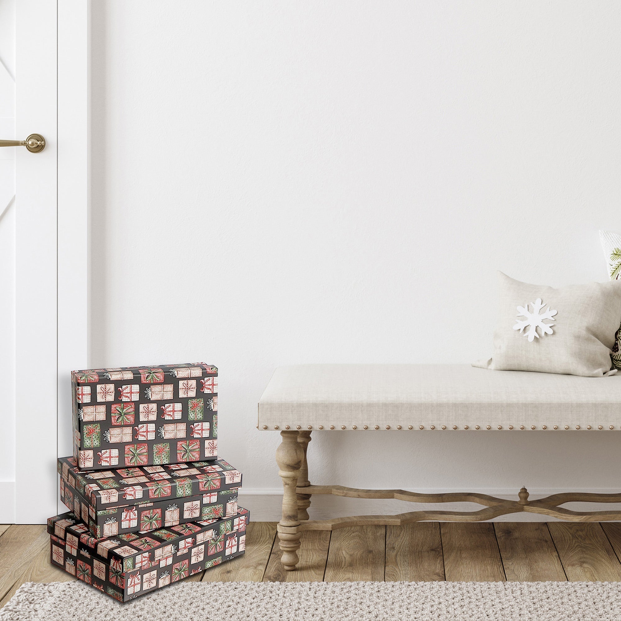 Rectangular Nesting Boxes Set of 3 Presents – Christmas Storage Decor ...