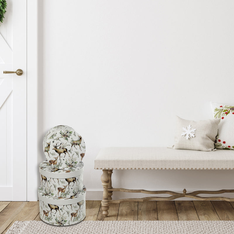 Round Nesting Boxes (Reindeer) (Set Of 3)