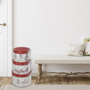 Round Nesting Boxes Set of 3 Winter Scene – Christmas Storage Decor, Holiday Organization, Festive Tabletop Accent