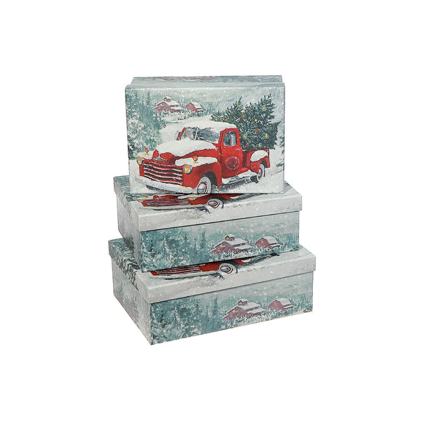 Rect. Nesting Boxes (Red Truck) (Set Of 3)