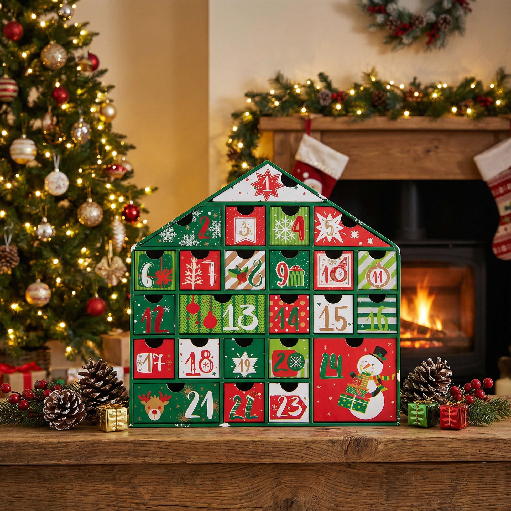 Green House Advent Calendar, Christmas, Holiday Decor