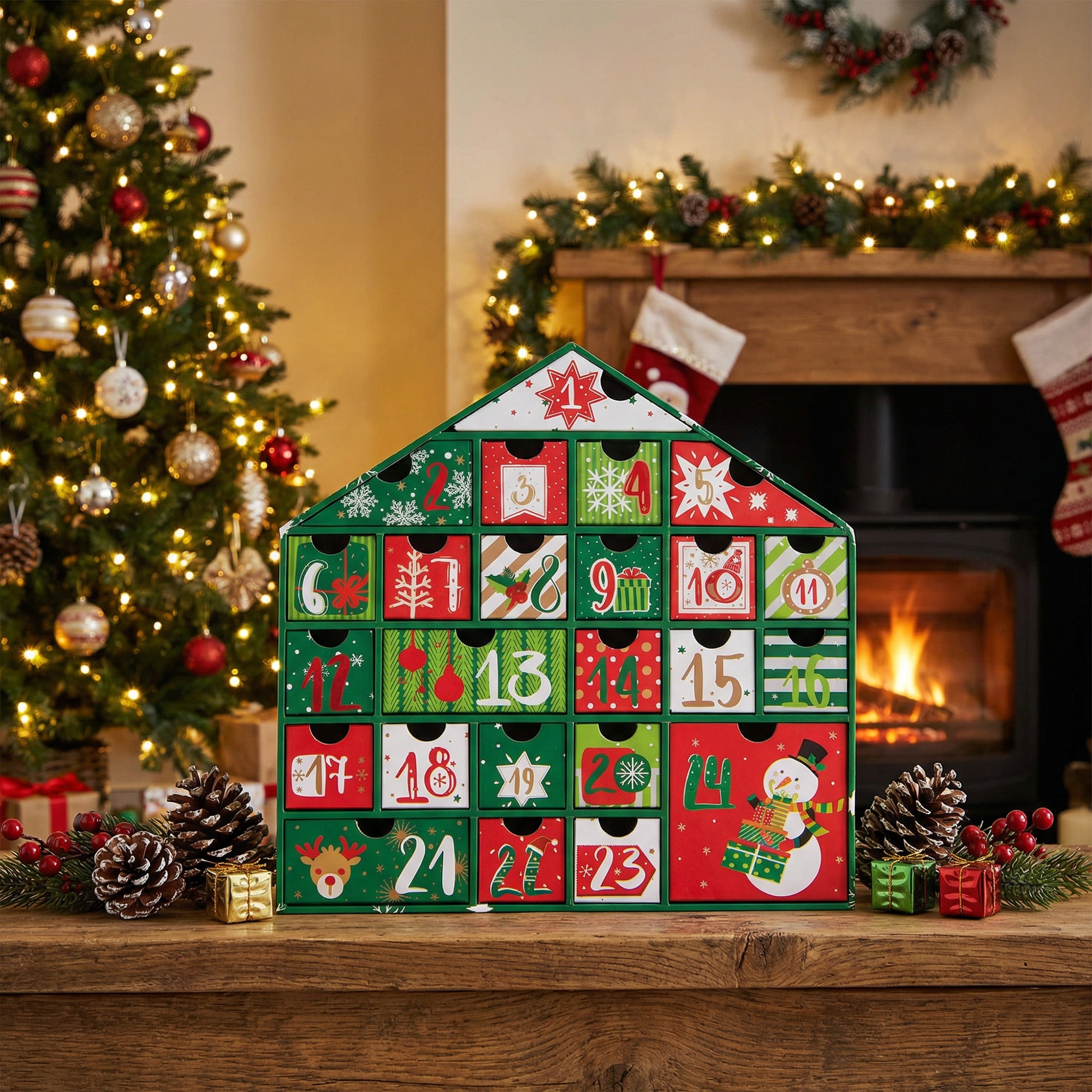 Green House Advent Calendar, Christmas, Holiday Decor