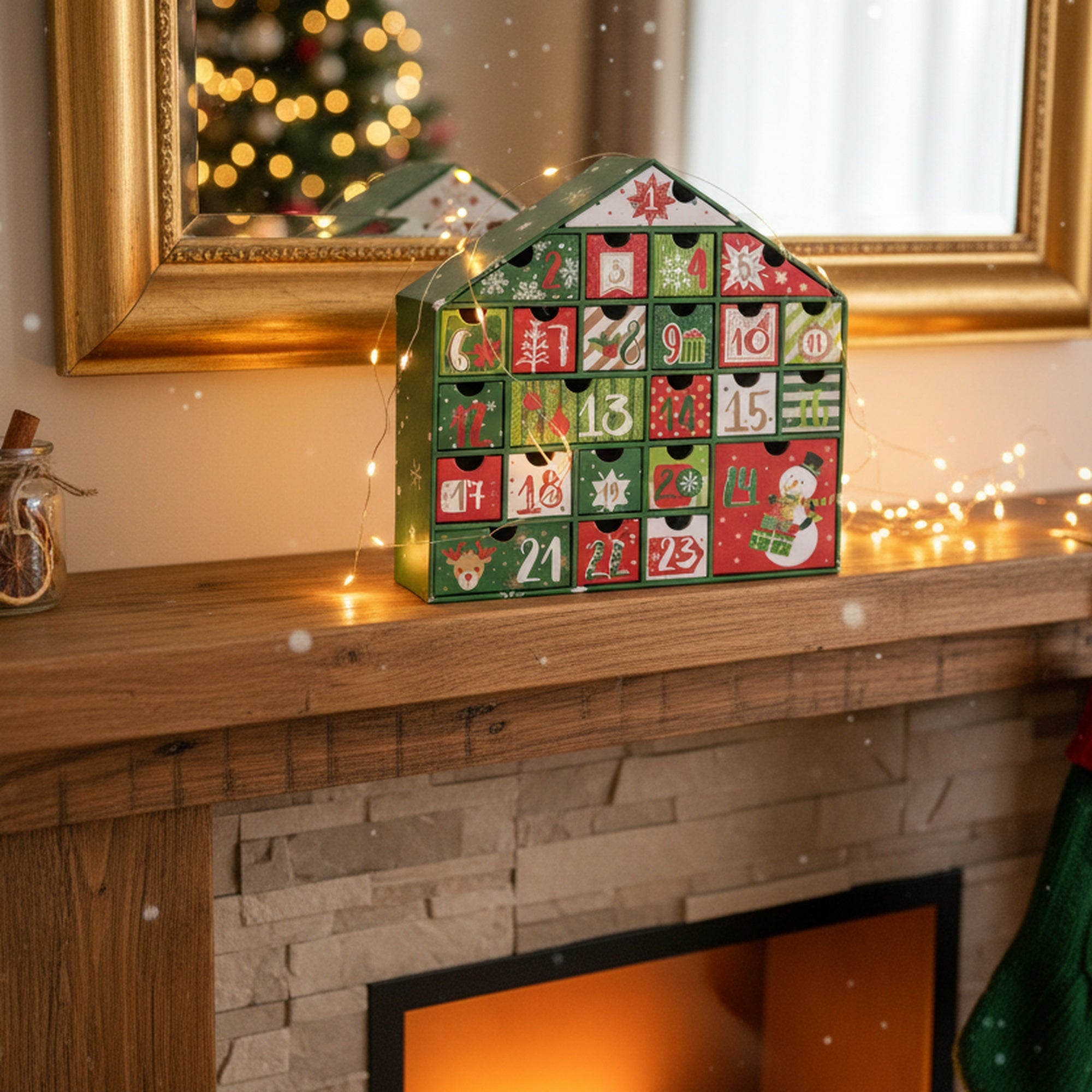 Green House Advent Calendar, Christmas, Holiday Decor