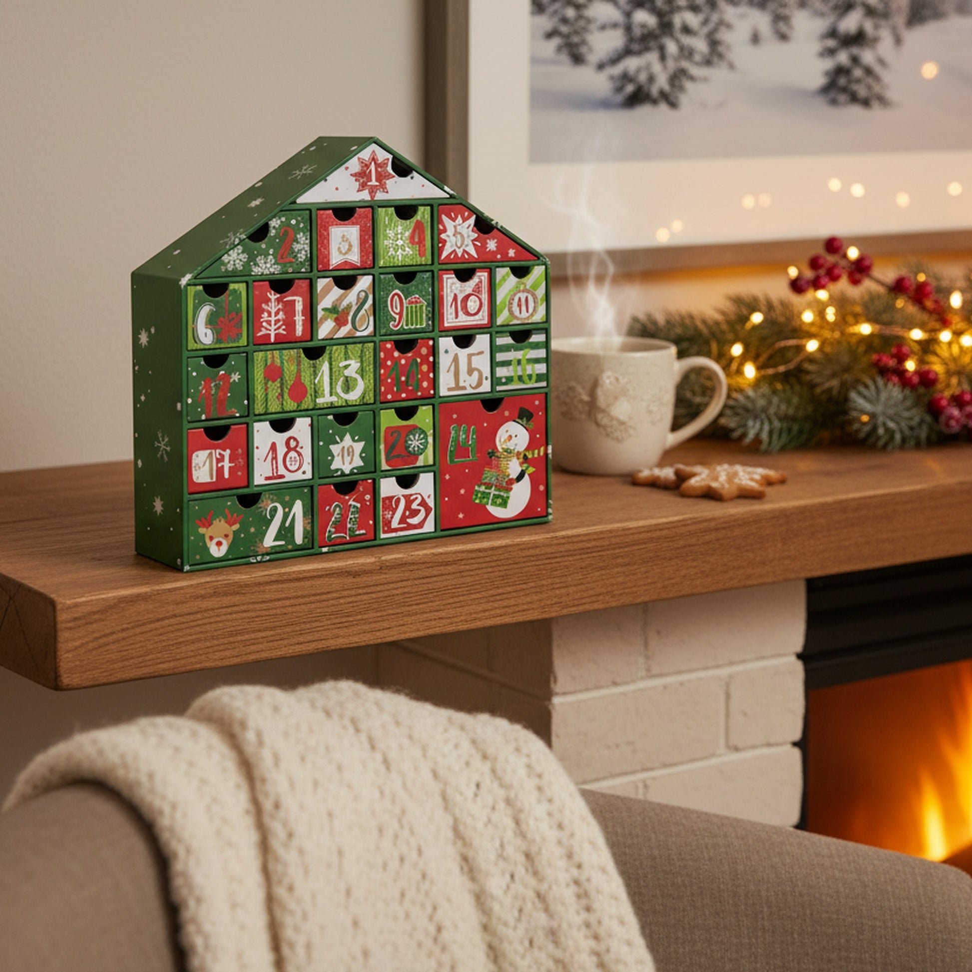 Green House Advent Calendar, Christmas, Holiday Decor