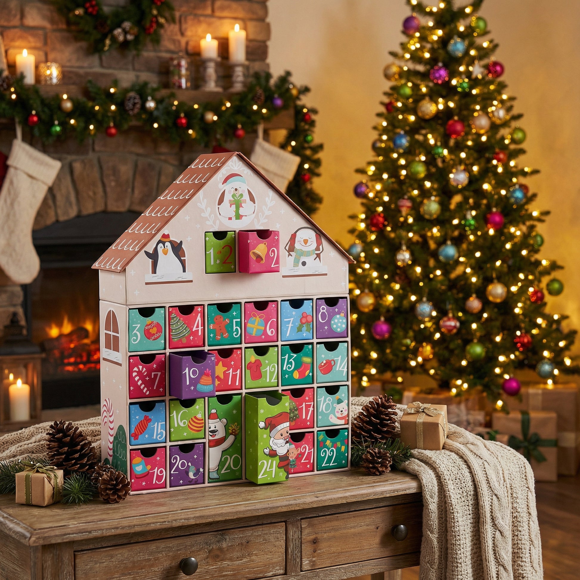 Gingerbread House Advent Calendar, Christmas, Holiday Decor