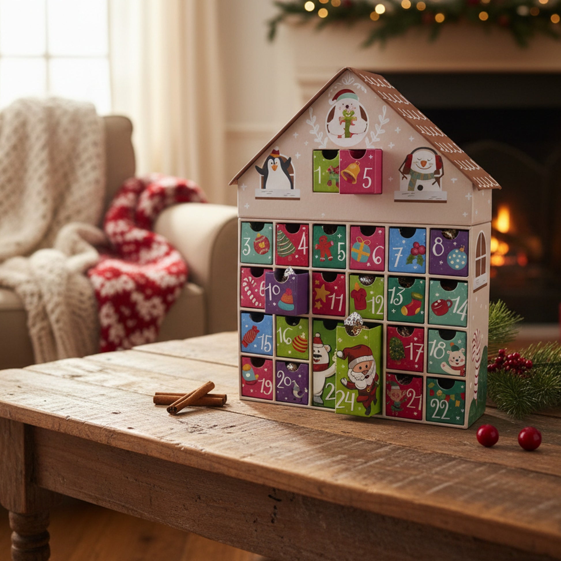 Gingerbread House Advent Calendar, Christmas, Holiday Decor