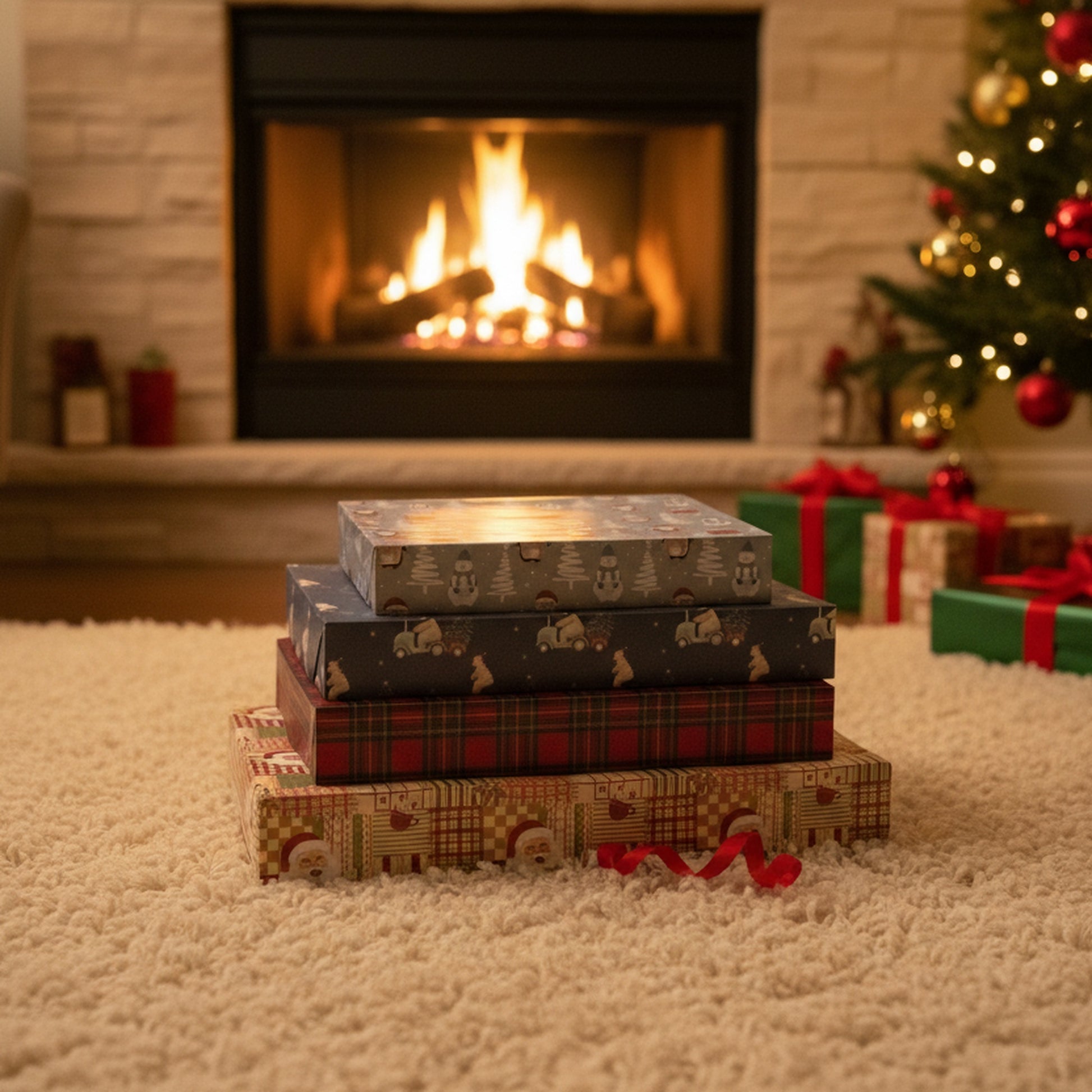 Large Flat Shirt Boxes Assorted, Holiday Decor- Set of 12
