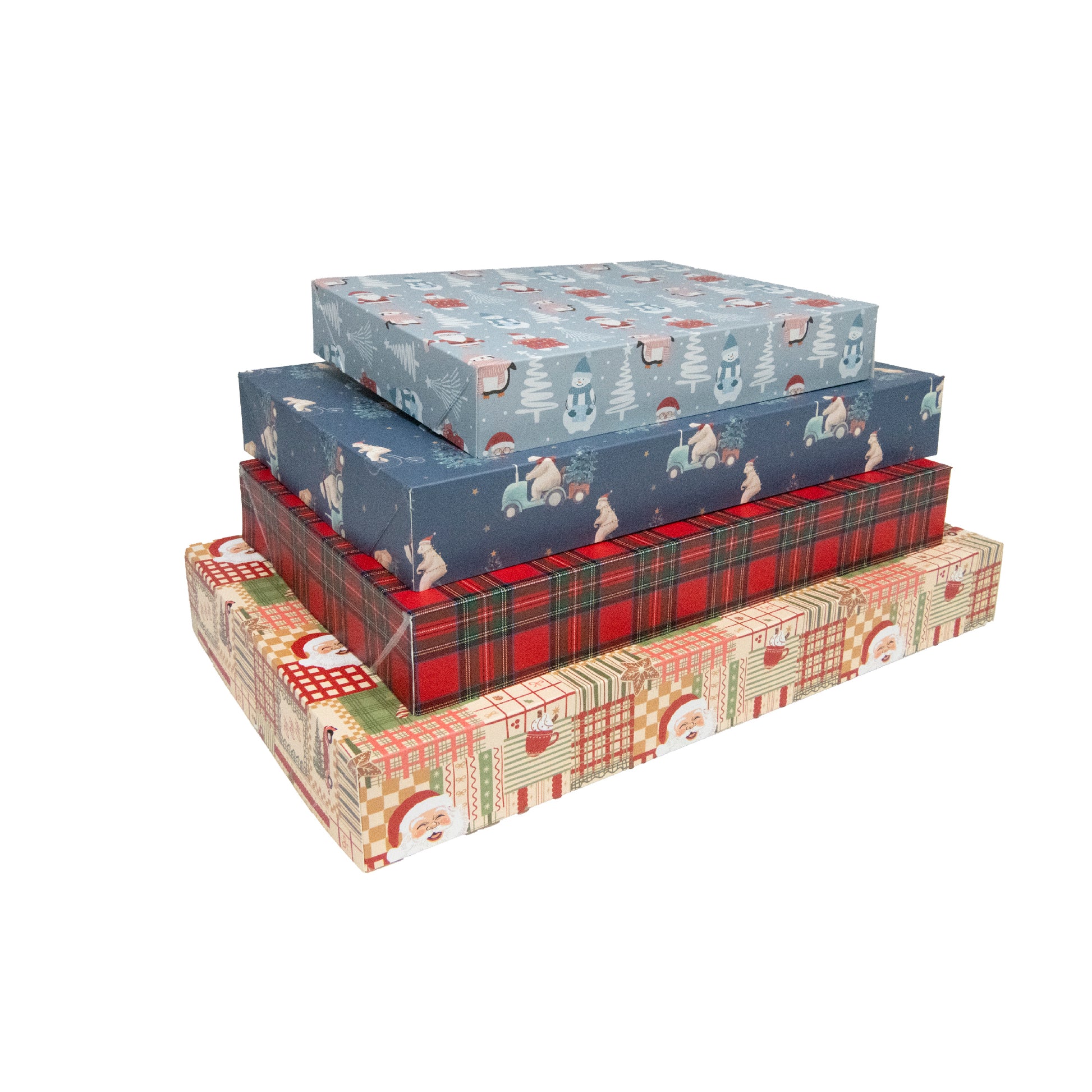 Large Flat Shirt Boxes Assorted, Holiday Decor- Set of 12