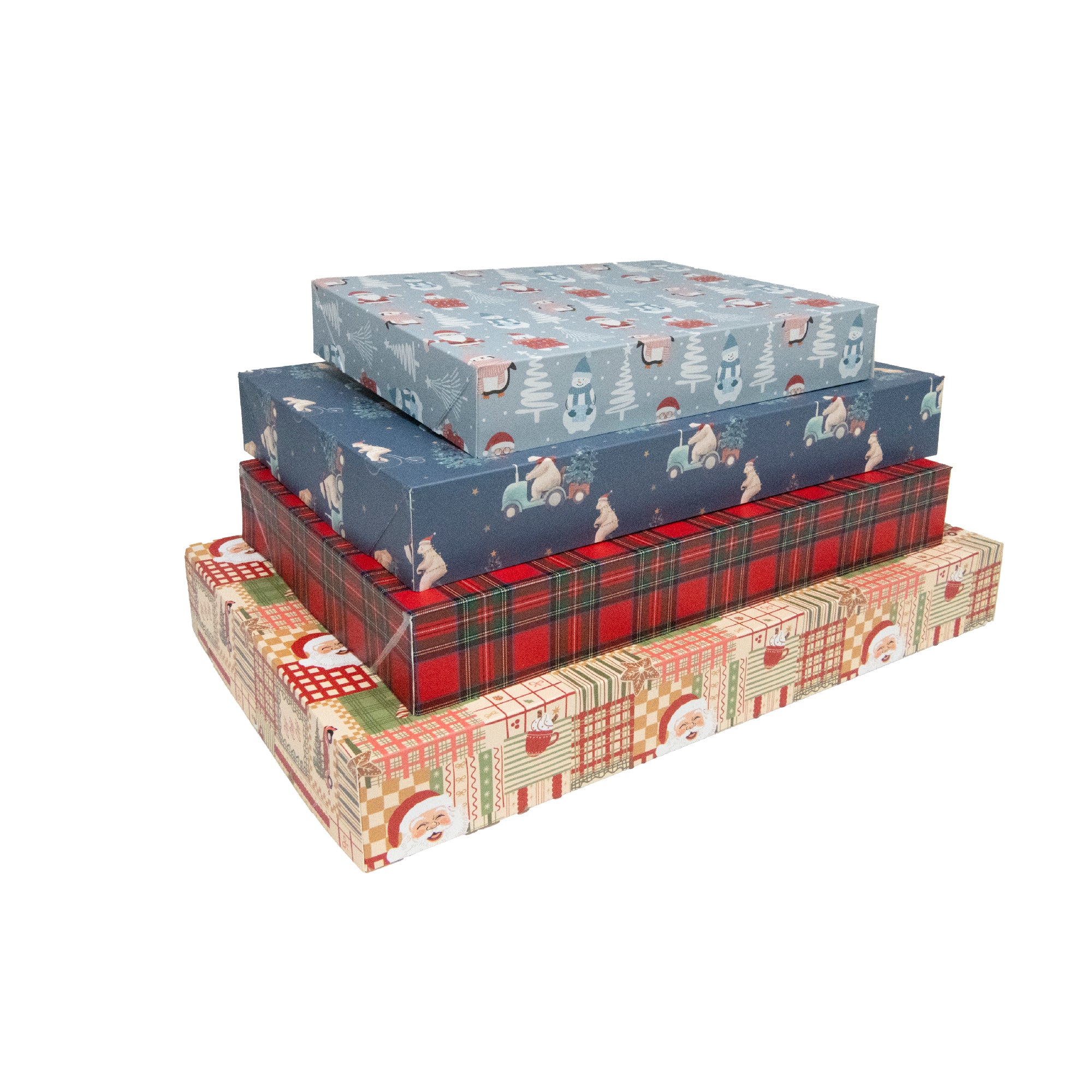 Large Flat Shirt Boxes Assorted, Holiday Decor- Set of 12