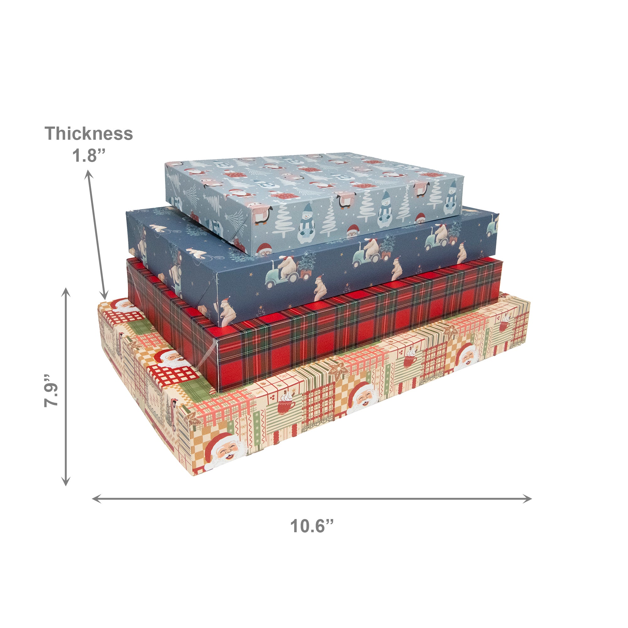 Small Flat Shirt Boxes Assorted, Holiday Decor- Set of 12