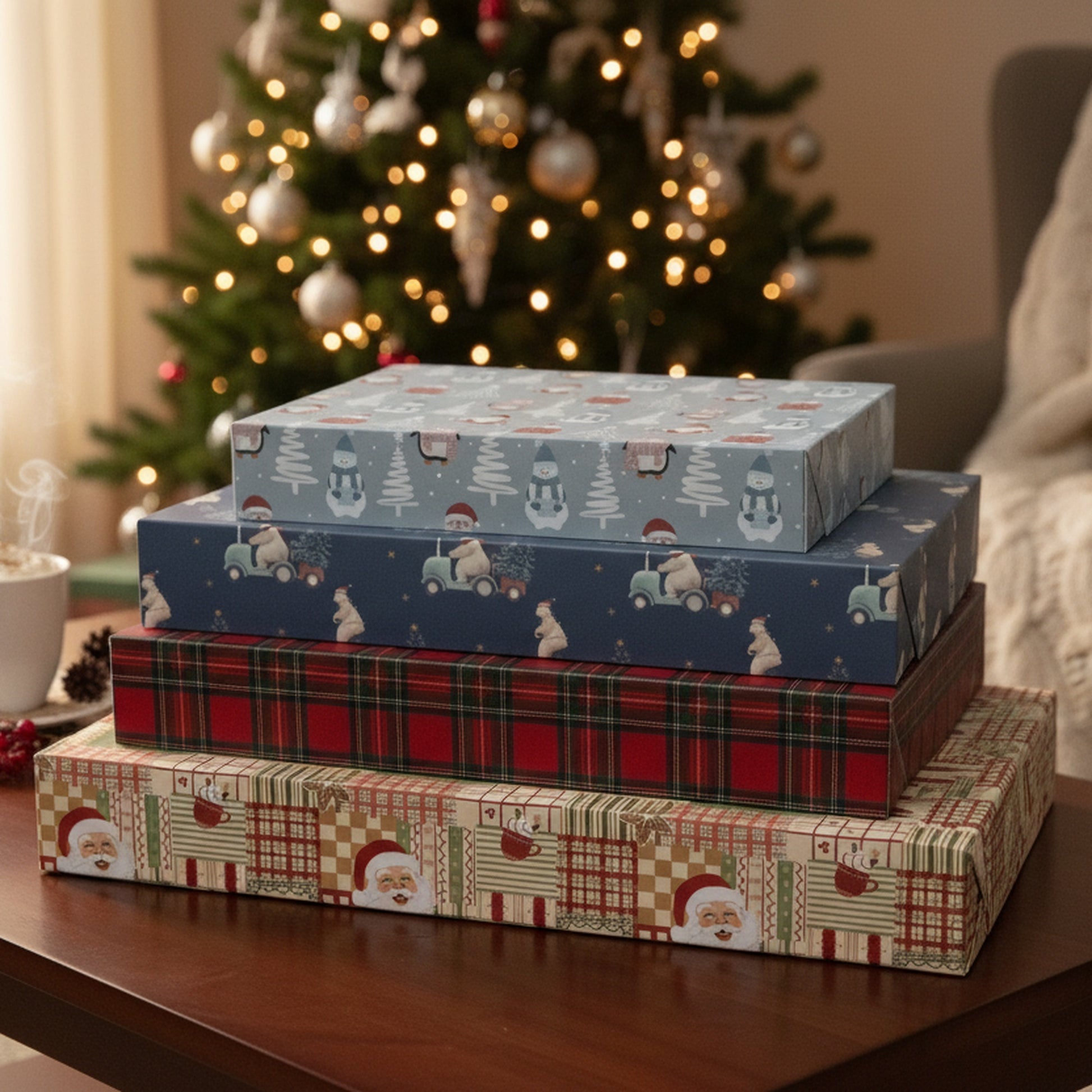 Small Flat Shirt Boxes Assorted, Holiday Decor- Set of 12