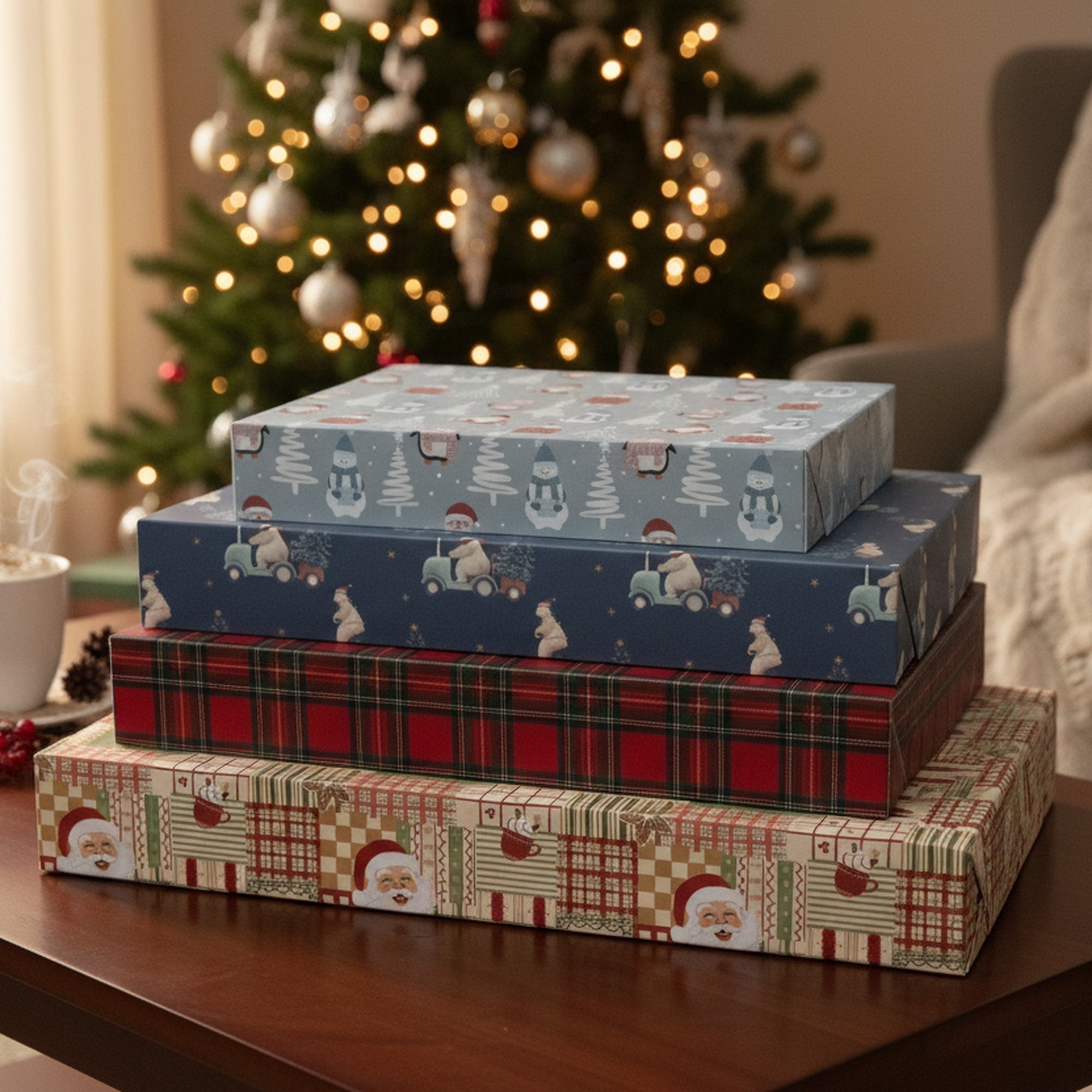 Small Flat Shirt Boxes Assorted, Holiday Decor- Set of 12