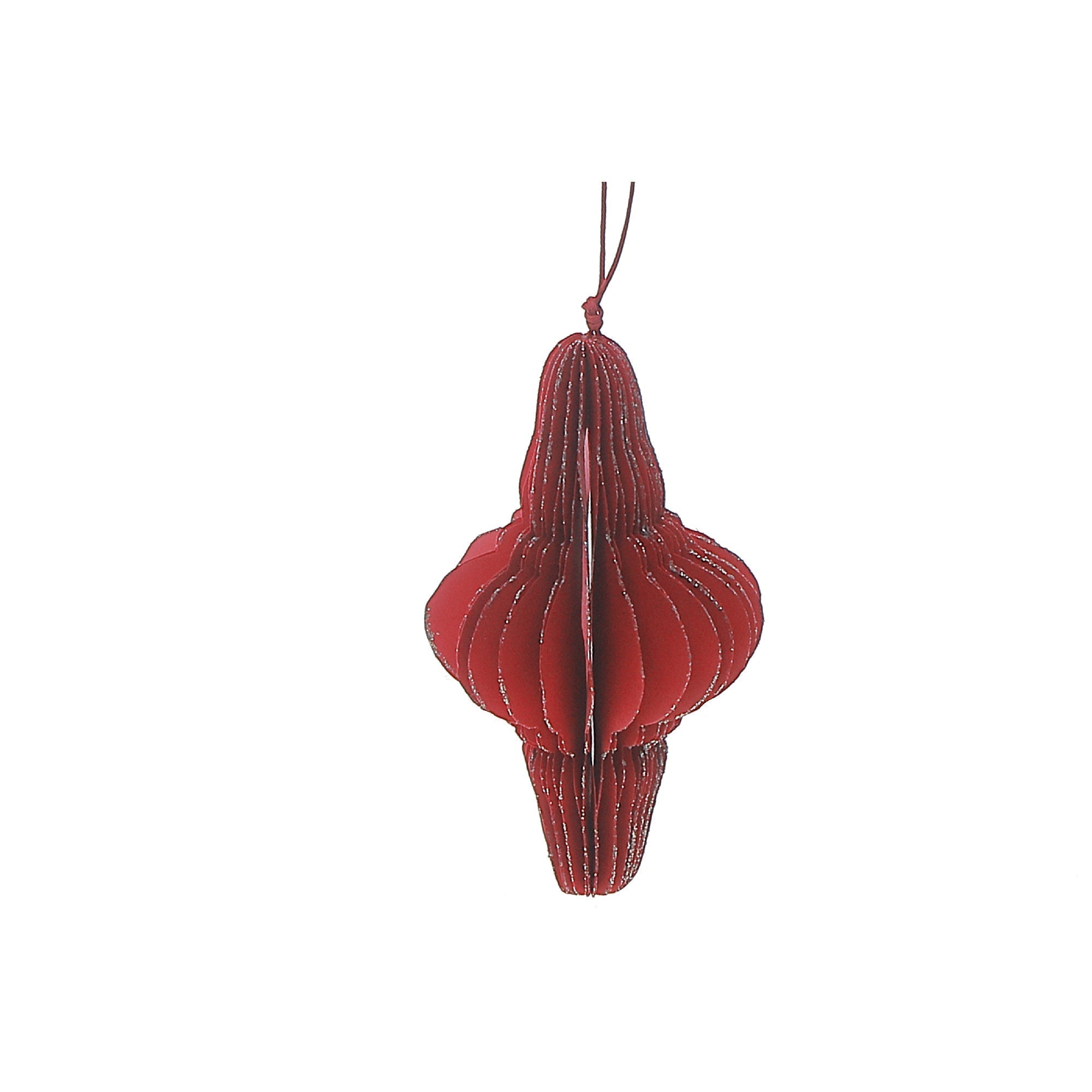Red Folding Paper Finial Ornament Set of 12 – Holiday Tree Decoration