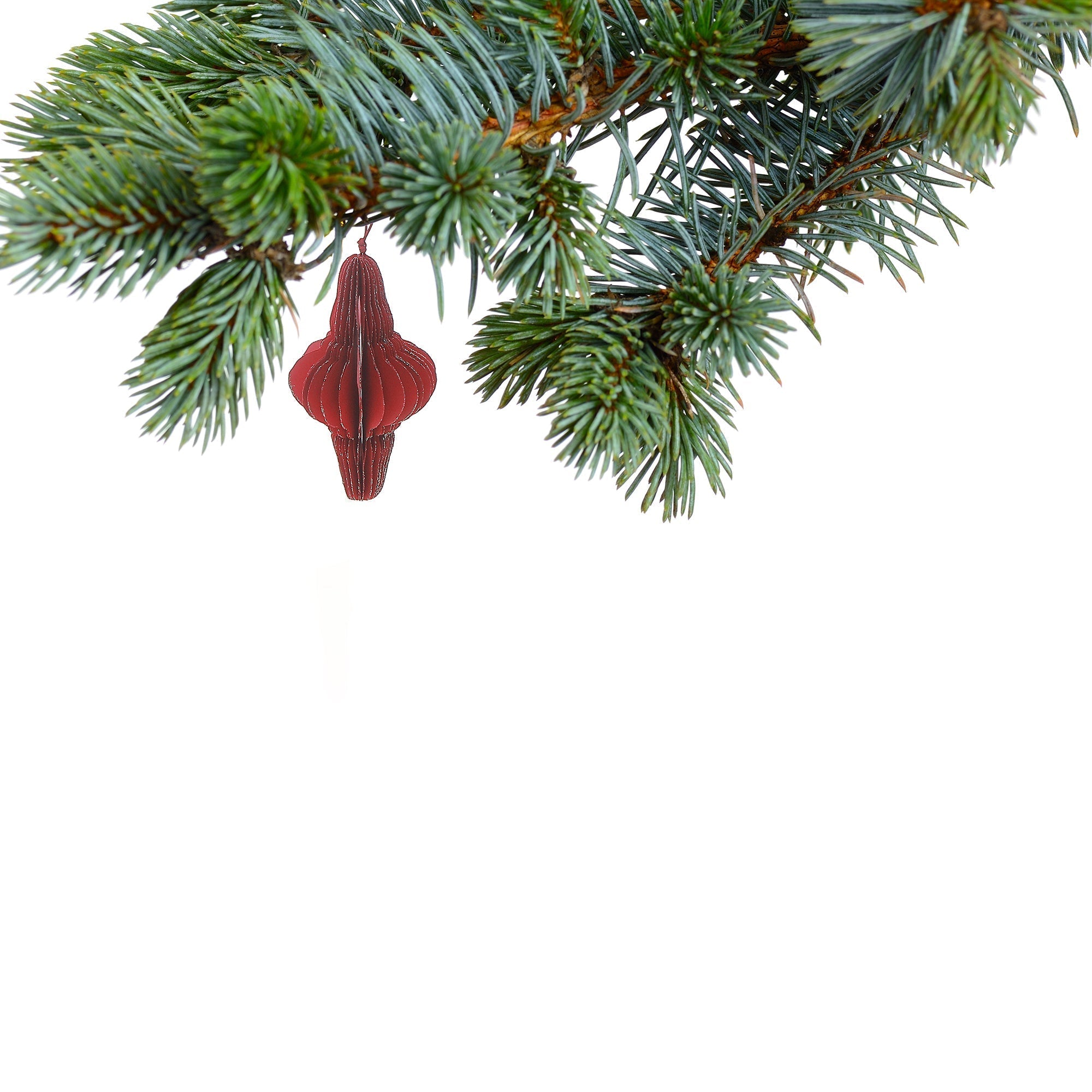 Red Folding Paper Finial Ornament Set of 12 – Holiday Tree Decoration