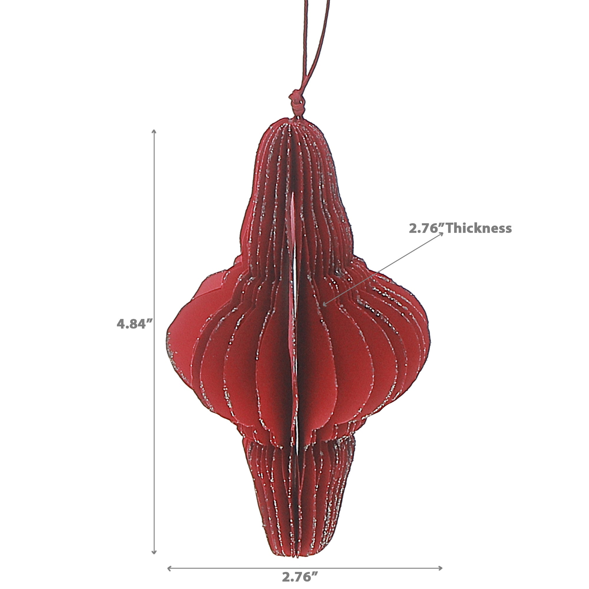 Red Folding Paper Finial Ornament Set of 12 – Holiday Tree Decoration